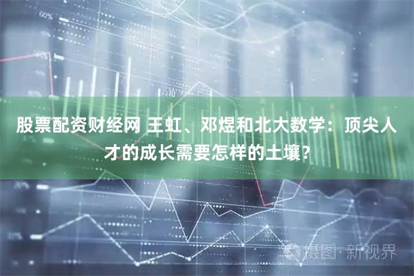 股票配资财经网 王虹、邓煜和北大数学：顶尖人才的成长需要怎样的土壤？